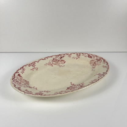 Grand Plat ovale KG Lunéville Terre de fer, " Fontainebleau" , rose, XIXe siècle