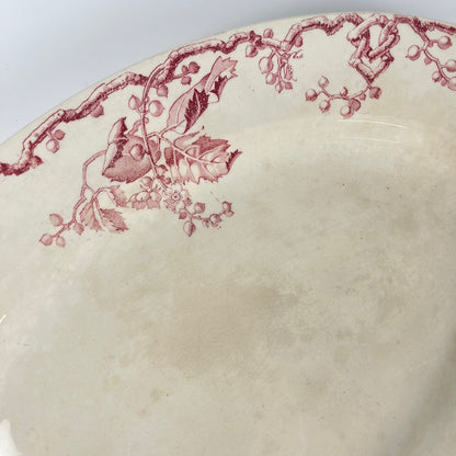 Grand Plat ovale KG Lunéville Terre de fer, " Fontainebleau" , rose, XIXe siècle