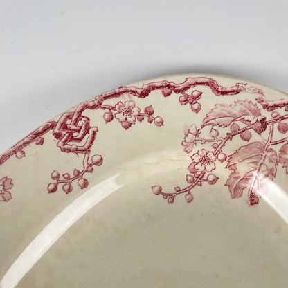 Grand Plat ovale KG Lunéville Terre de fer, " Fontainebleau" , rose, XIXe siècle
