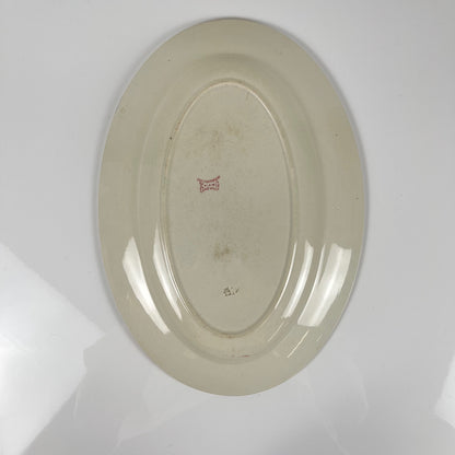 Grand Plat ovale KG Lunéville Terre de fer, " Fontainebleau" , rose, XIXe siècle