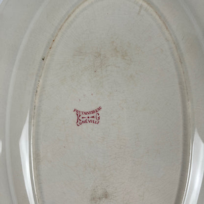 Grand Plat ovale KG Lunéville Terre de fer, " Fontainebleau" , rose, XIXe siècle