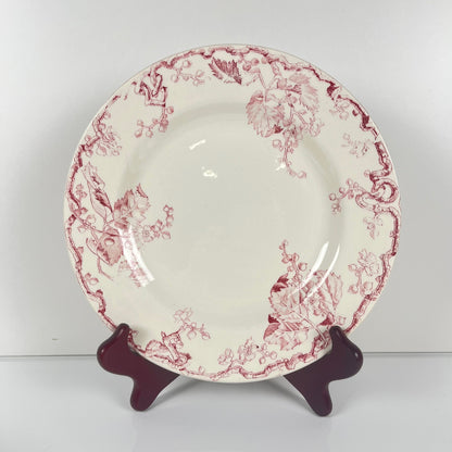 Set de 6 assiettes plates KG Lunéville Terre de fer, " Fontainebleau" , rose, XIXe siècle