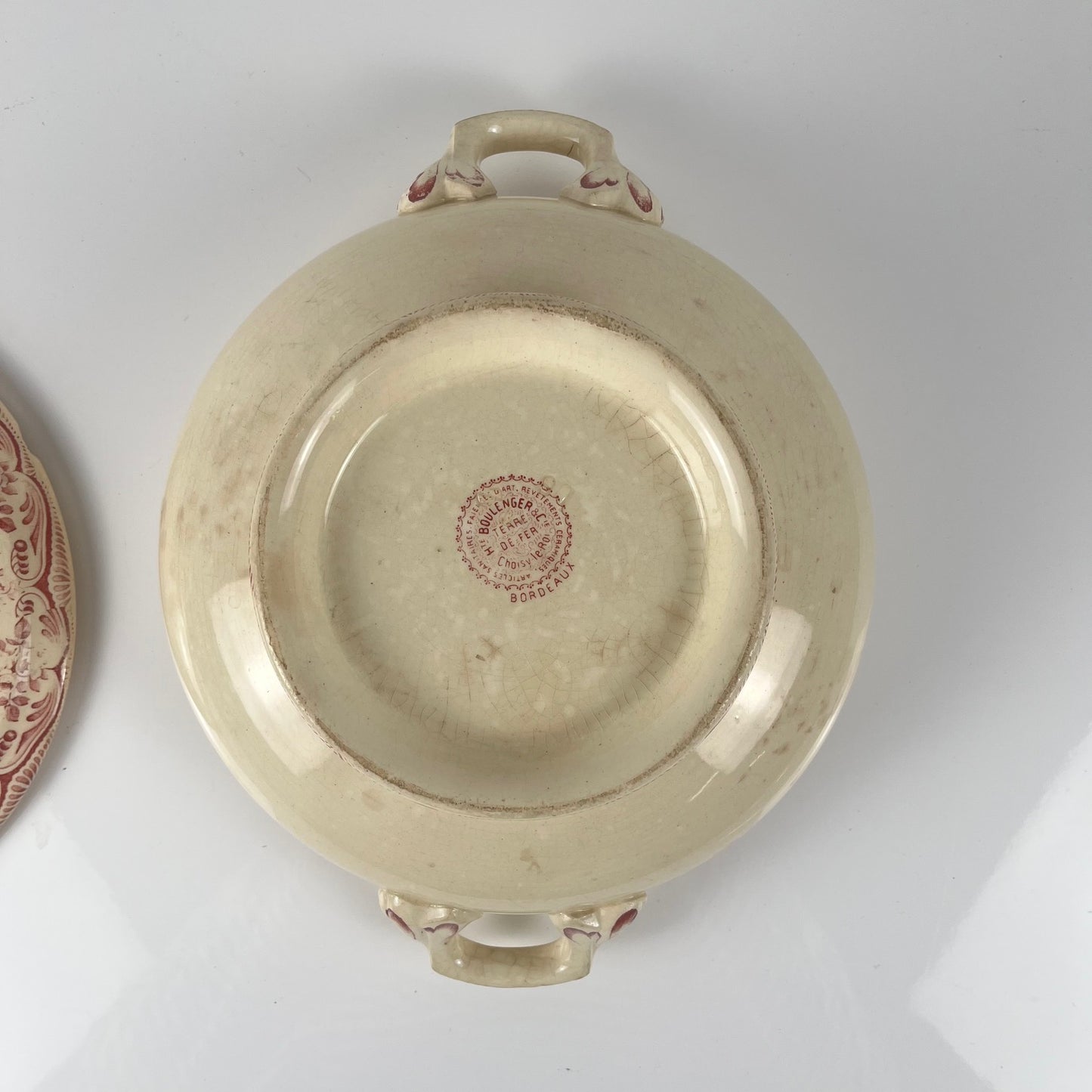 Soupière terre de fer Choisy le roi, faience d'art, H.Boulenger & cie., bordeaux , XIXeme s.