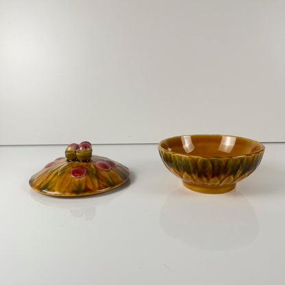 Sucrier barbotine Sarreguemines "cerise", 1970