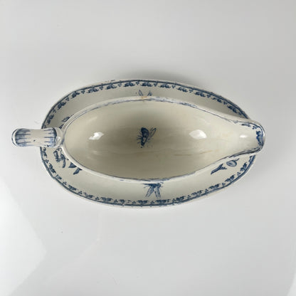 Saucière Terre de fer "Carmen",  Sarreguemines, bleu , 1875-1900