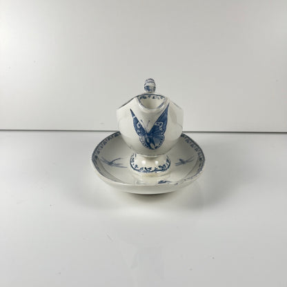 Saucière Terre de fer "Carmen",  Sarreguemines, bleu , 1875-1900