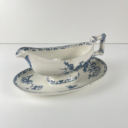 Saucière Terre de fer "Carmen",  Sarreguemines, bleu , 1875-1900