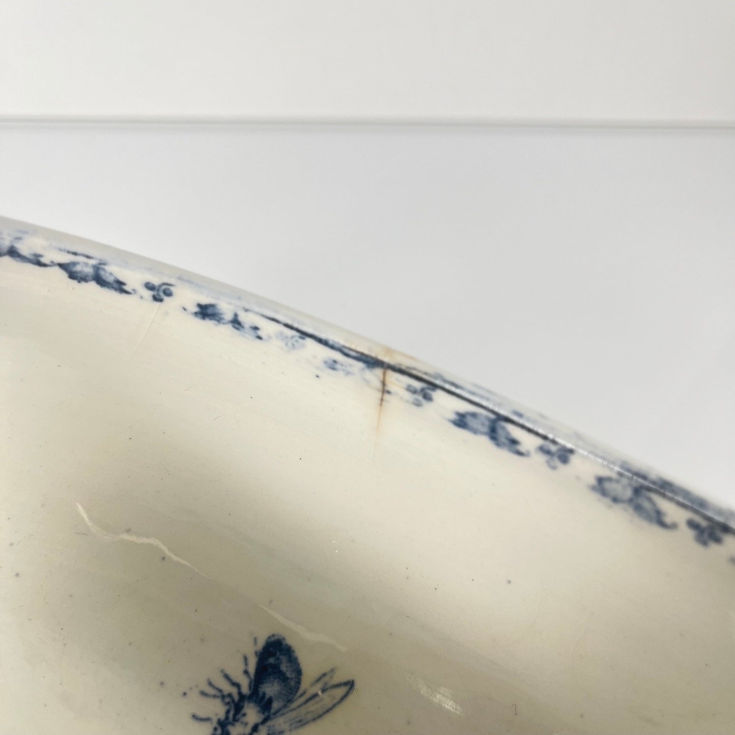 Saucière Terre de fer "Carmen",  Sarreguemines, bleu , 1875-1900