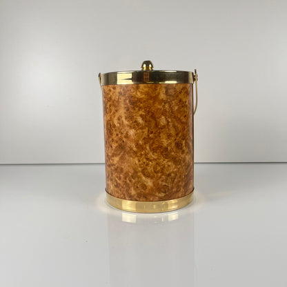 Vintage ice bucket in elm burr effect plastic, 1970s