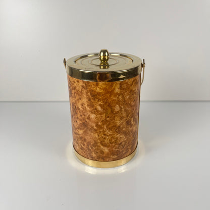 Vintage ice bucket in elm burr effect plastic, 1970s