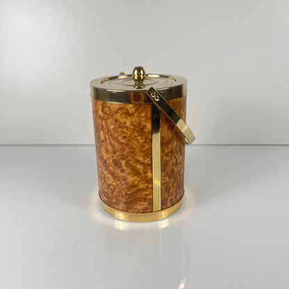 Vintage ice bucket in elm burr effect plastic, 1970s