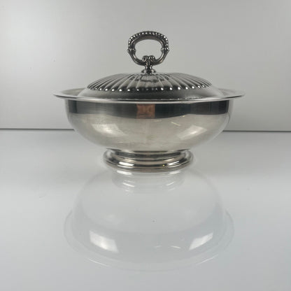 Légumier / soupière italienne en métal argenté, PM Italie, vers 1960-1980