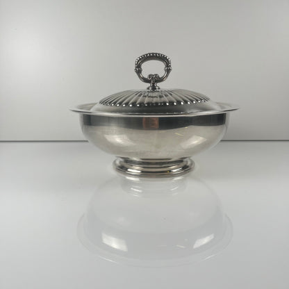 Légumier / soupière italienne en métal argenté, PM Italie, vers 1960-1980