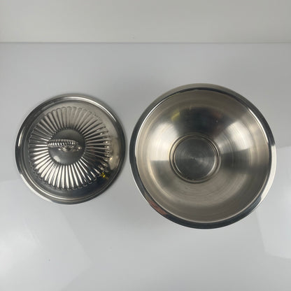 Légumier / soupière italienne en métal argenté, PM Italie, vers 1960-1980