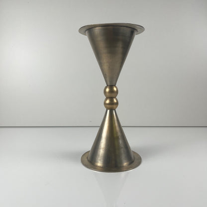 Rare Postmodern - Memphis Style Hourglass-shaped Bell and Candlestick Duo in Metal, 1980