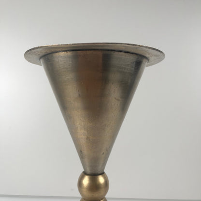 Rare Postmodern - Memphis Style Hourglass-shaped Bell and Candlestick Duo in Metal, 1980