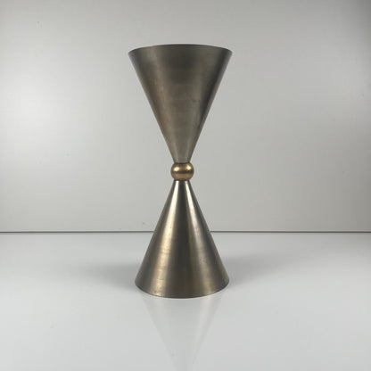 Rare Postmodern - Memphis Style Hourglass-shaped Bell and Candlestick Duo in Metal, 1980