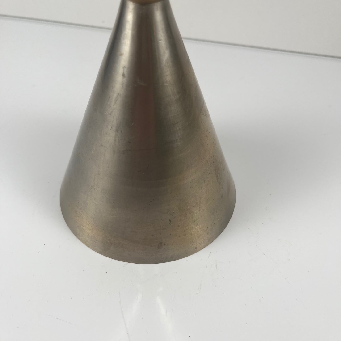 Rare Postmodern - Memphis Style Hourglass-shaped Bell and Candlestick Duo in Metal, 1980