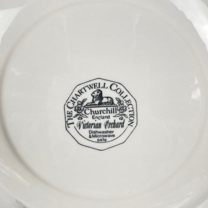 Set de 8 assiettes plates Churchill modele "Victorian Orchard", Staffordshire, Angleterre