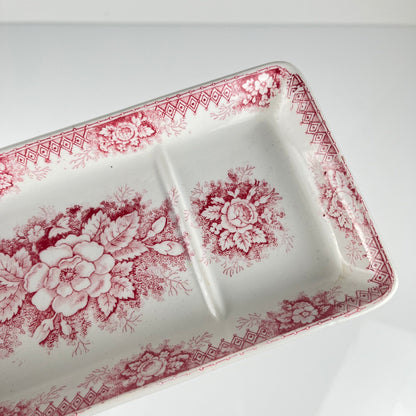 Soap dish, "Jardinière" model, St Amand - Hamage Nord, pink, early 20th century.