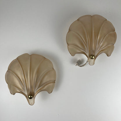Pair of vintage shell wall lights in glass paste, Art Deco style