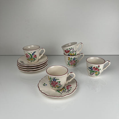 Set de 5 tasses + soucoupes KG Luneville – modèle Réverbère