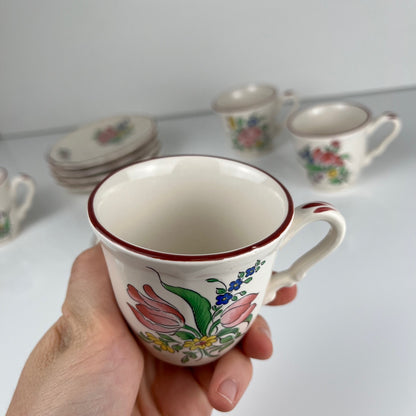 Set de 5 tasses + soucoupes KG Luneville – modèle Réverbère