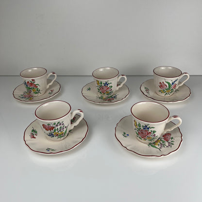 Set de 5 tasses + soucoupes KG Luneville – modèle Réverbère