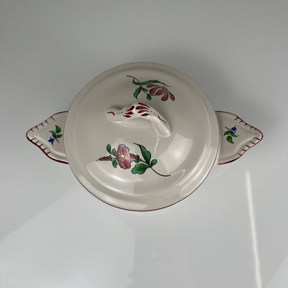 Rare Bol avec oreille et couvercle KG Luneville – modèle Réverbère