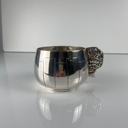 Art Deco silver-plated cup and saucer set, Corbière & Vuillermoz (attributed), France, circa 1920/30s.