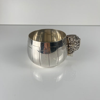Art Deco silver-plated cup and saucer set, Corbière & Vuillermoz (attributed), France, circa 1920/30s.