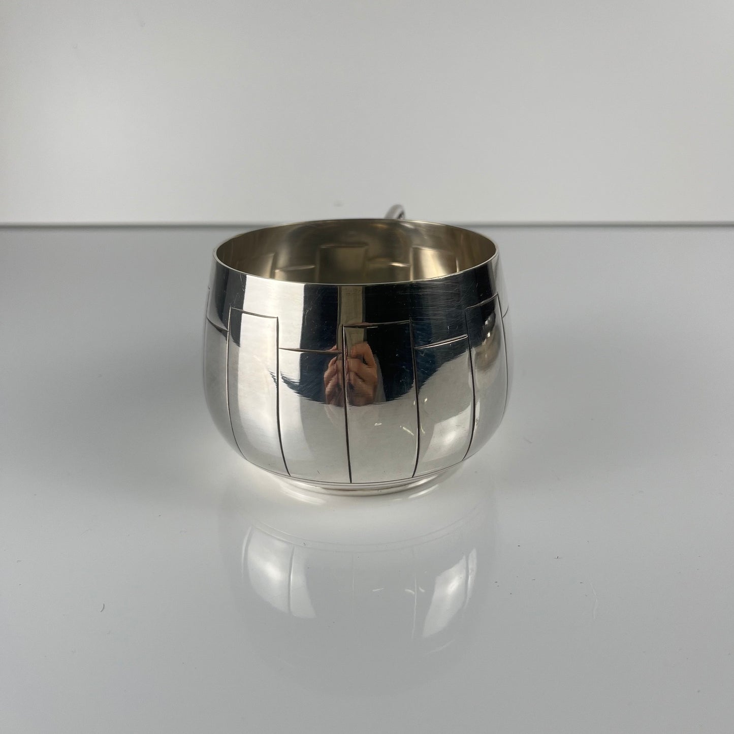 Art Deco silver-plated cup and saucer set, Corbière & Vuillermoz (attributed), France, circa 1920/30s.