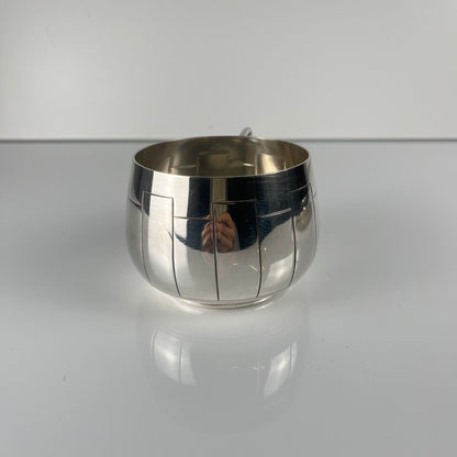 Art Deco silver-plated cup and saucer set, Corbière & Vuillermoz (attributed), France, circa 1920/30s.