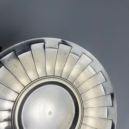 Art Deco silver-plated cup and saucer set, Corbière & Vuillermoz (attributed), France, circa 1920/30s.