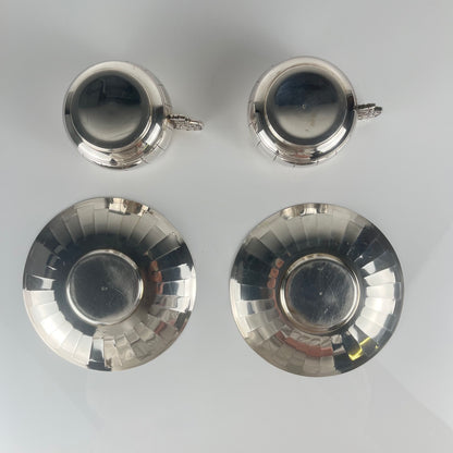 Art Deco silver-plated cup and saucer set, Corbière & Vuillermoz (attributed), France, circa 1920/30s.