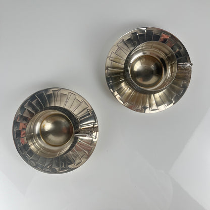 Art Deco silver-plated cup and saucer set, Corbière & Vuillermoz (attributed), France, circa 1920/30s.