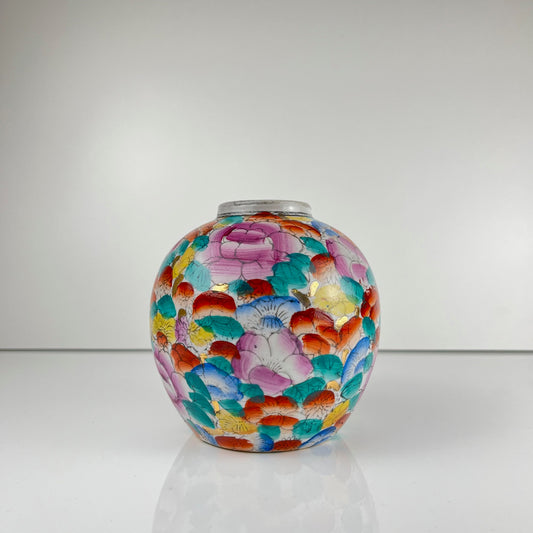 Vase chinois vintage en porcelaine émaillée, 1950/70