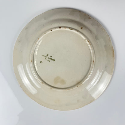 Set of 4 KG St Clément barbotine fruit plates (cherry, mirabelle plum, grape, pear), late 19th-early 20th century