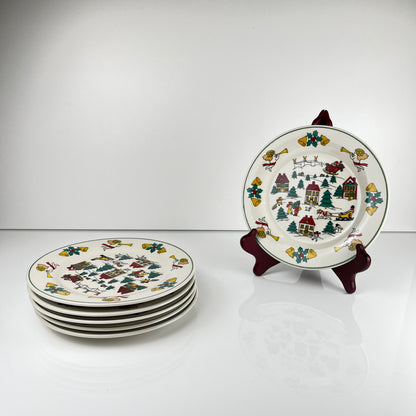 Set de 6 assiettes à dessert de noël , 1980