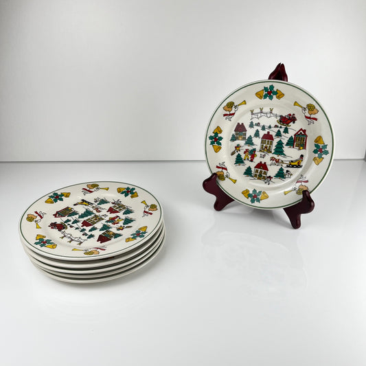 Set de 6 assiettes à dessert de noël , 1980