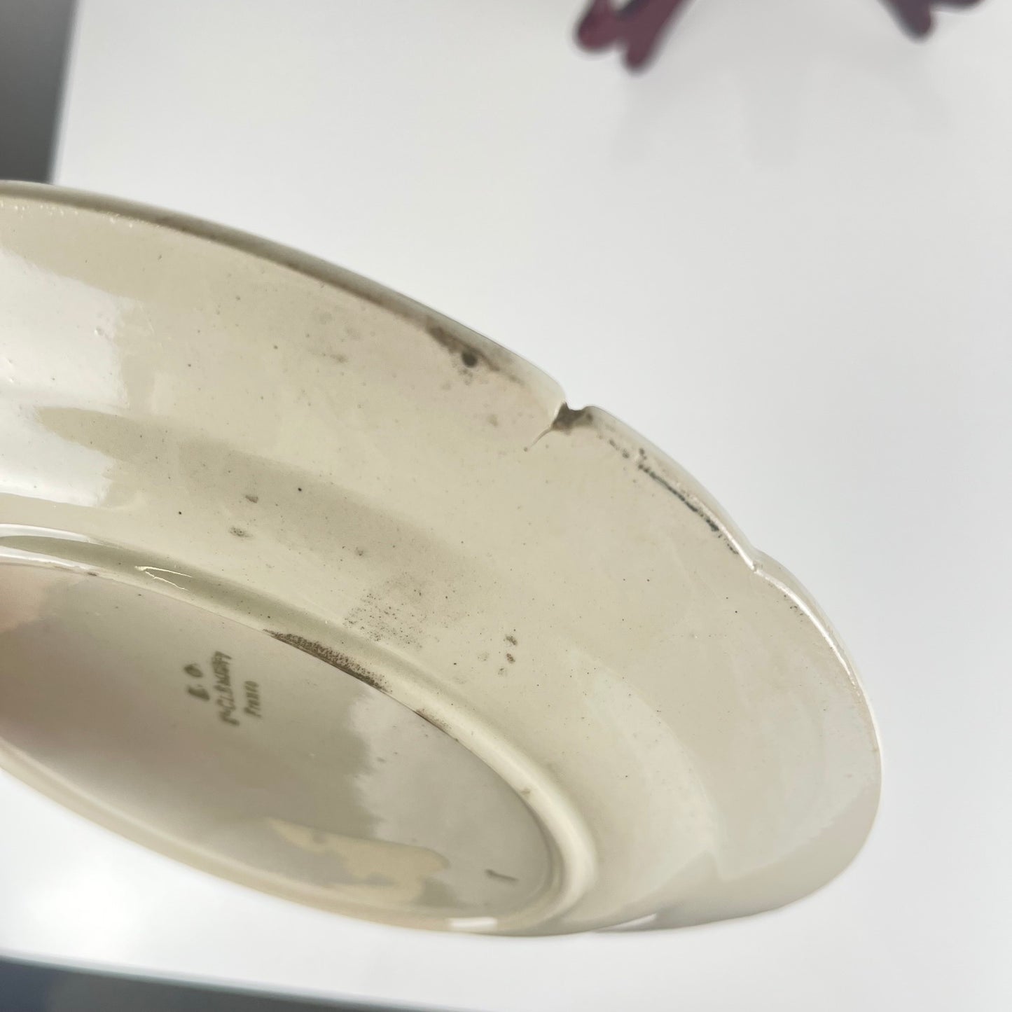 Set of 4 KG St Clément barbotine fruit plates (cherry, mirabelle plum, grape, pear), late 19th-early 20th century