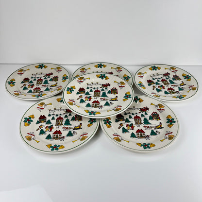 Set de 6 assiettes à dessert de noël , 1980