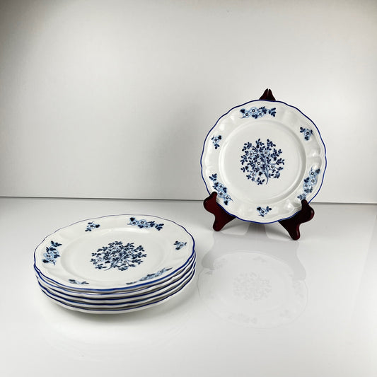 Set de 6 assiettes à dessert Fleurs bleues, KG Lunéville