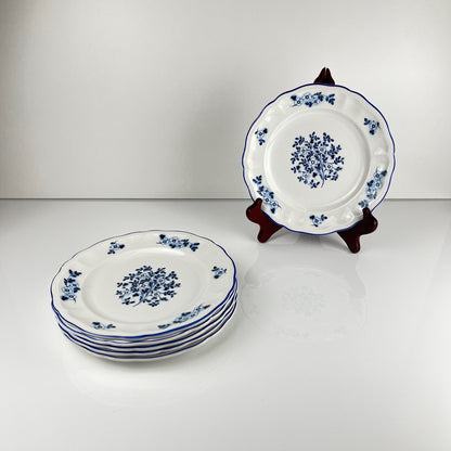 Set de 6 assiettes à dessert Fleurs bleues, KG Lunéville