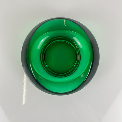 Green glass trinket dish / ashtray, Czech Republic, 1960