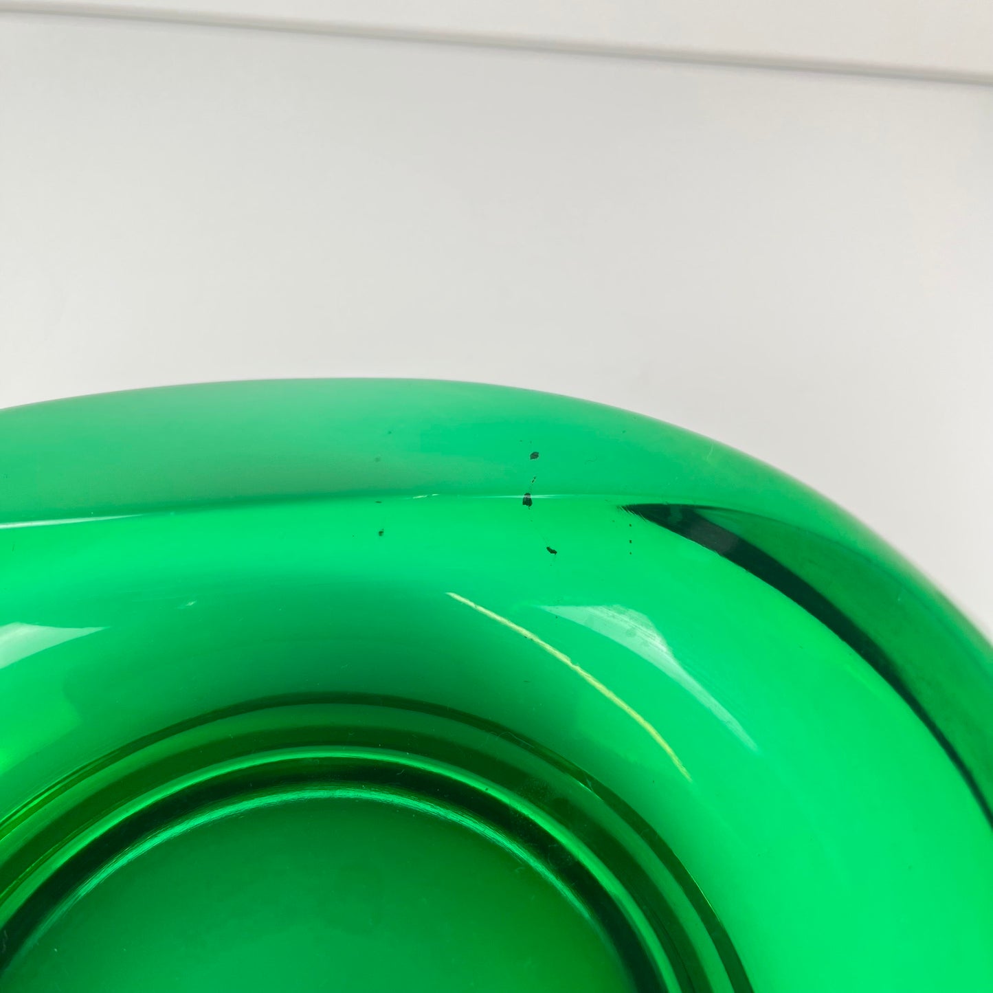 Green glass trinket dish / ashtray, Czech Republic, 1960
