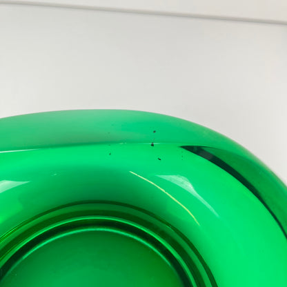 Green glass trinket dish / ashtray, Czech Republic, 1960