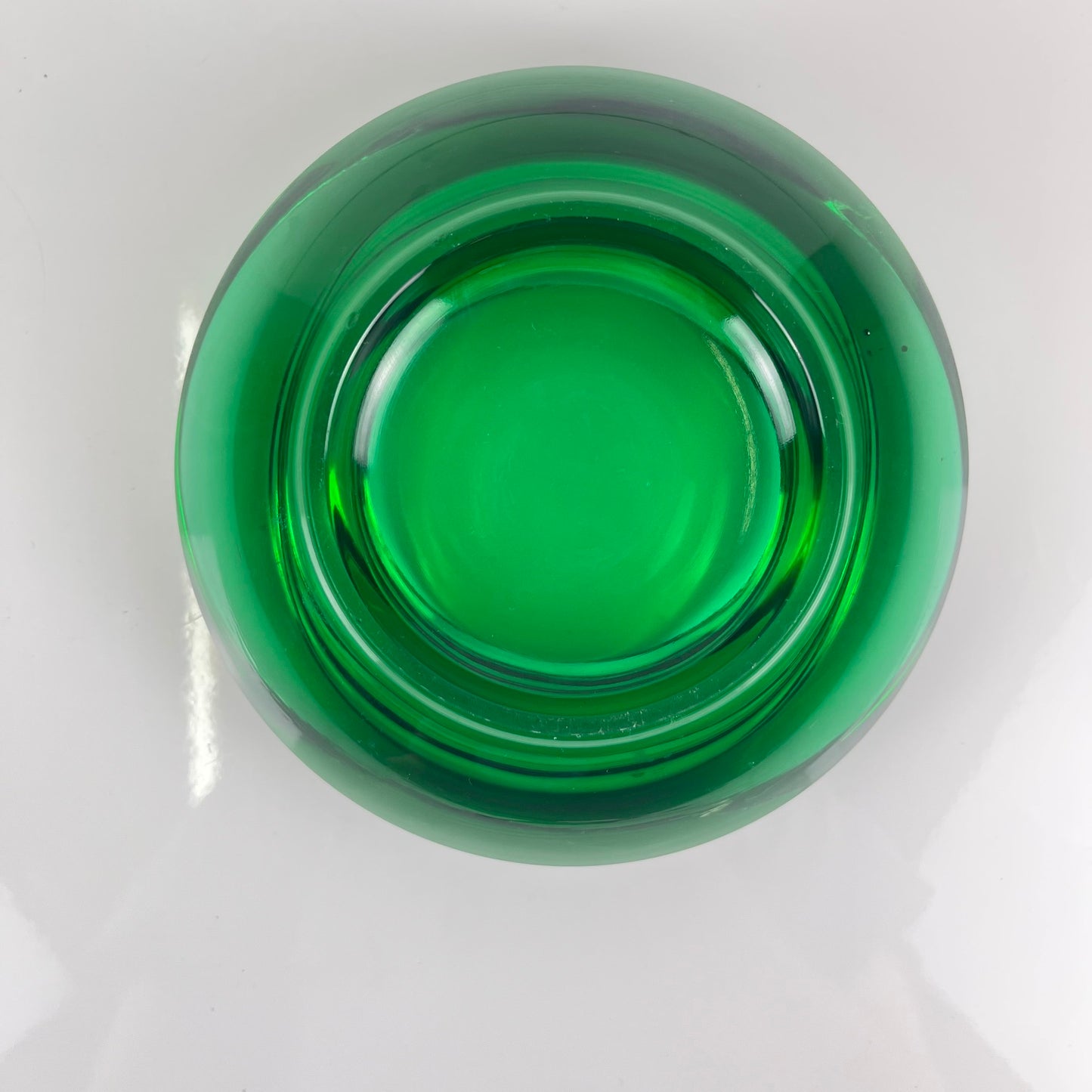 Green glass trinket dish / ashtray, Czech Republic, 1960