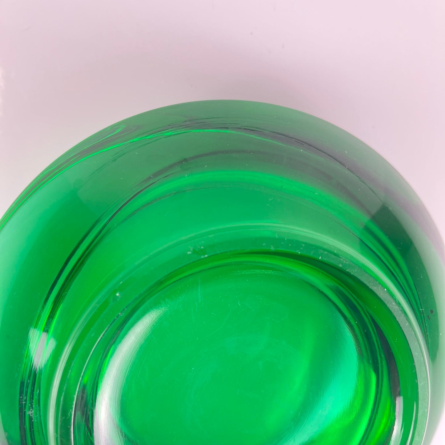 Green glass trinket dish / ashtray, Czech Republic, 1960
