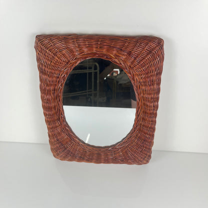 Petit Miroir en osier tressé, 1960